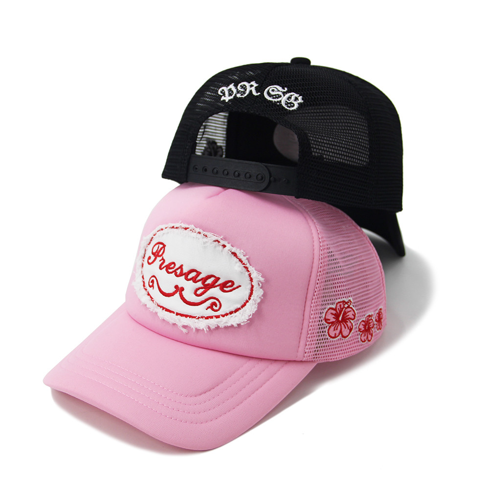 Foam 5 Panel Trucker Hat 3D Embroidery Snapback Breathable Structured Cap