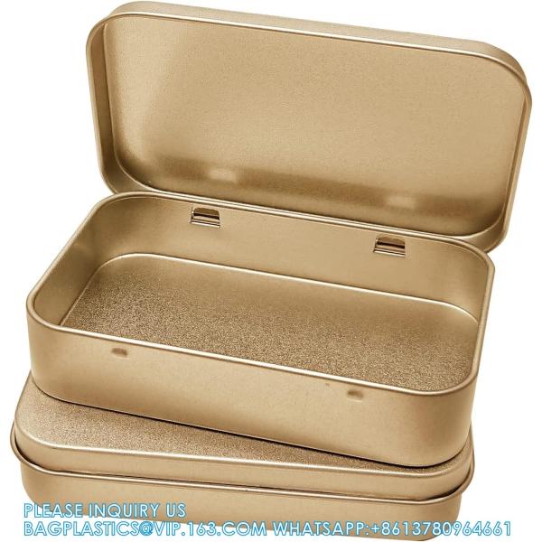 Metal Rectangular Empty Hinged Tins - Pack Of 40 Silver Mini Portable Box Small Storage Kit & Home Organizer With Lids