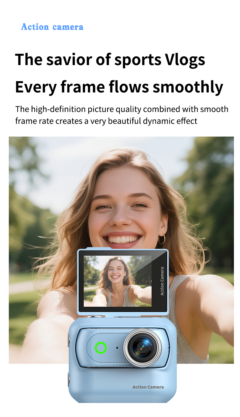 Panoramic Camera Magnetic Detachable Action Camera 2.0 Inch Flip Screen Electronic Anti Shake WiFi APP Transfer