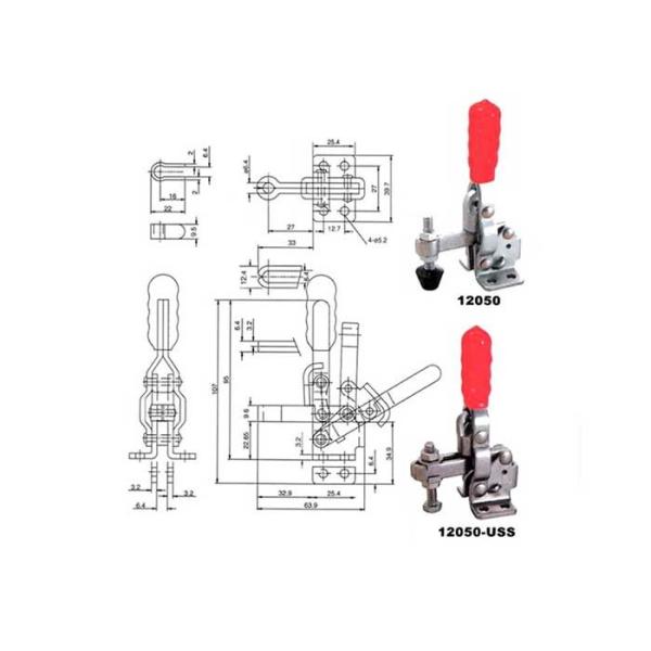 Vertical Heavy Duty Toggle Clamp 91kg Zinc Plated SS Toggle Clamp