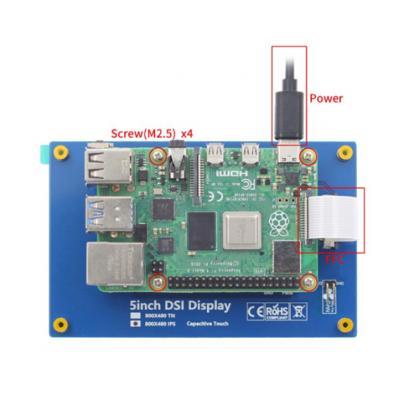 800x480 IPS TFT Screen 5 Inch Raspberry Pi Touch Display YQ84-5DSI