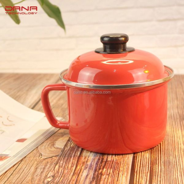 Flower Theme Noodle Cooking Pot Diameter 12 14 16cm Carbon Steel Enamel Round Type