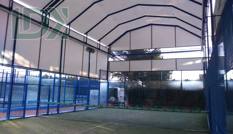 Technical specifications diagram of padel court canopy