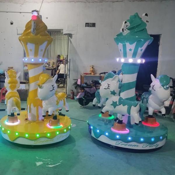 Merry Go Round Kiddie Ride Game Machine Coin Operated For 3 Players