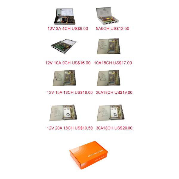 12V DC 3A 4CH CCTV Camera Power Supply Box with Customizable Output Channels