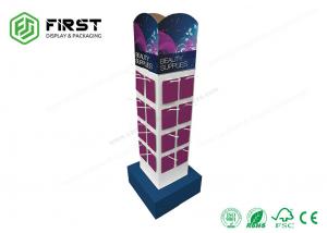 Quality Full Color Printing POS Flat Packing Cardboard Floor Display Stand With Hooks for sale