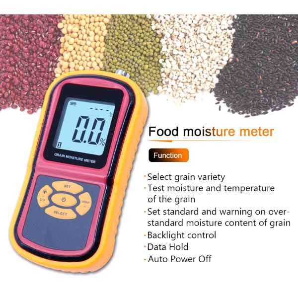 Digital Grain Moisture Meter with Measuring Probe Portable LCD Hygrometer Humidity Tester for Corn Wheat Rice Bean