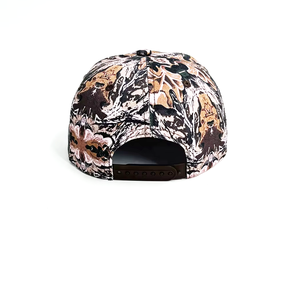 Unstructured Camouflage Snapback Hat Custom Embroidery Patch Camo 5 Panel Adjustable Cap