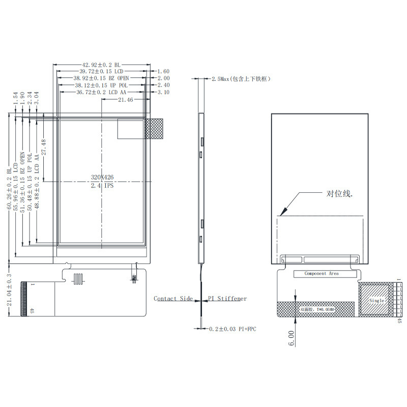 2.4-inch 320x426 Resolution Full Viewing Angle IPS LCD Display Module with ST7796S Driver IC