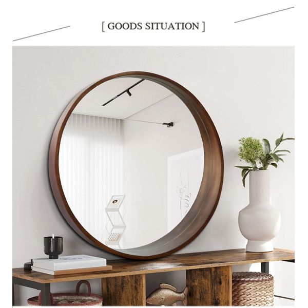 Solid Wood Framed Mirror HD Silver Explosion Proof Wall Mounted Framed Mirror For Home