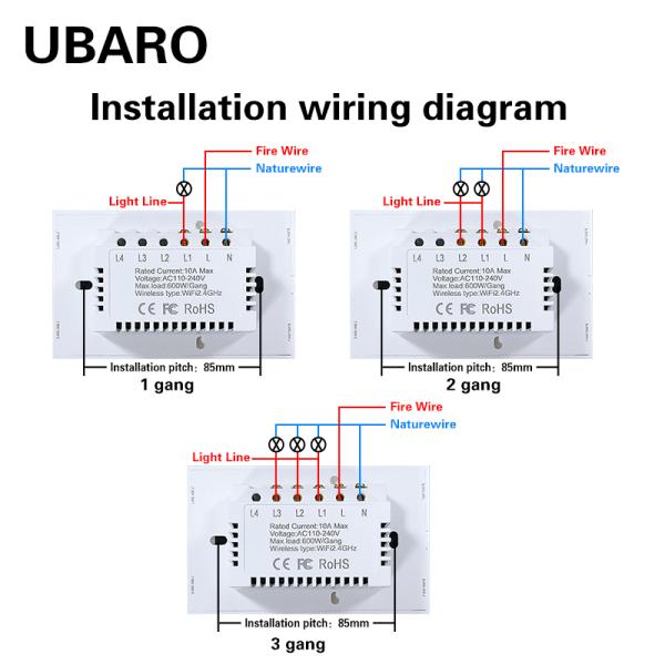 3gang Need Neutral Wire Control Smart Light Switch With App Control Voice Control Manuel Control Timing Set