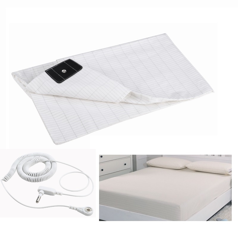 Simple Grounding Style Fitted Sheet Earthing Mattress Cover Customized Accept With Cord EMF Protection Silver Fiber Bed Sheet