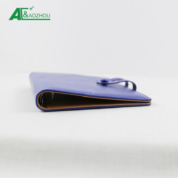 Blue Color Ring Binder Organizer Snap Fastener Embossed Logo Firm Binding