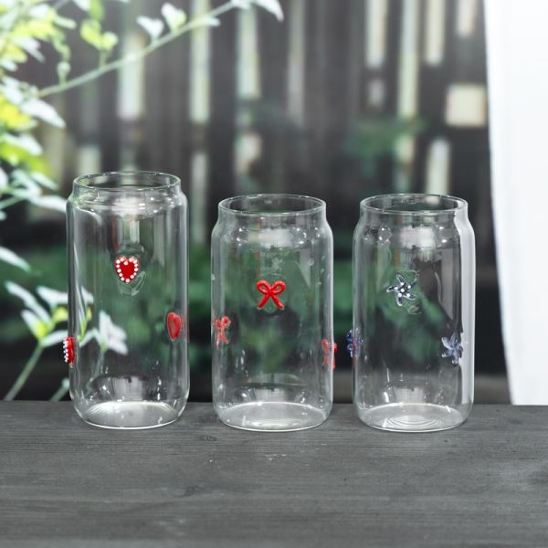 Customizable High Borosilicate Cups 3D Pattern Household Glass Beverage Water Tumbler