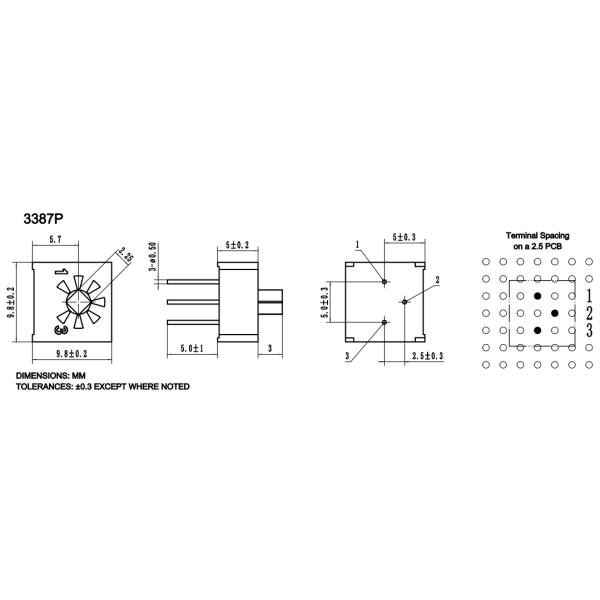 Custom Precision 50k 10k Ohms Trimmer Potentiometer 3387P For SMD