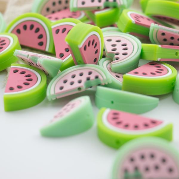 Red Watermelon Shaped Silicone Beads Soft For Baby Teething