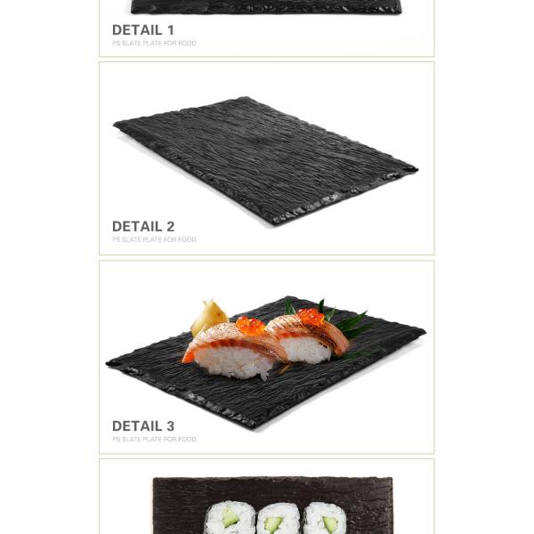 Europe Pack new arrival square black plastic slate serving tray