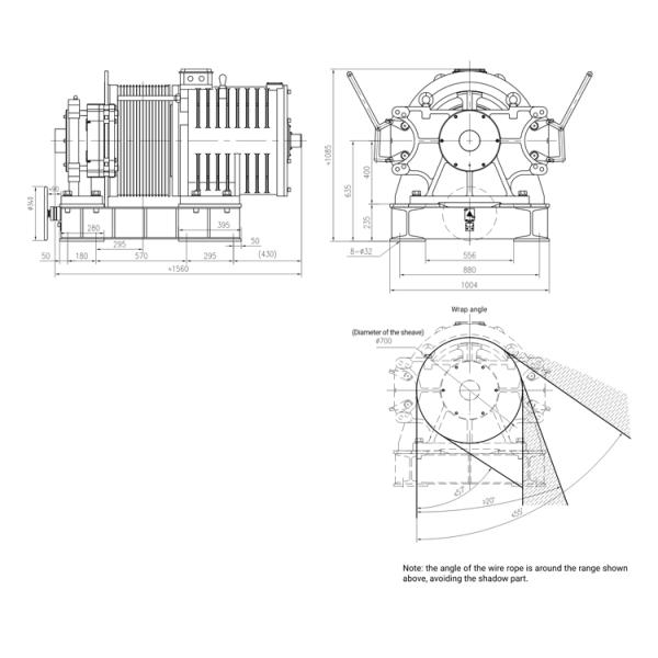 Elevator Gearless Traction Machine SN-GTN2C 14000kg Max. Static Load
