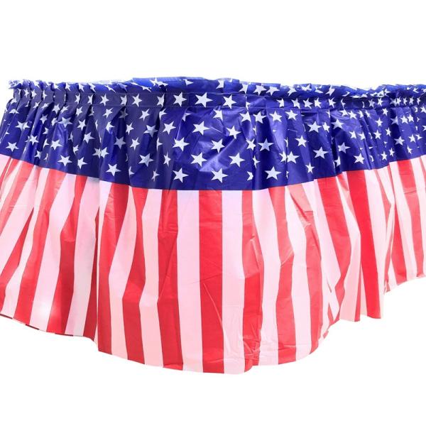 National Flag Style Single Pleats Table Skirting With Adhesive Backside