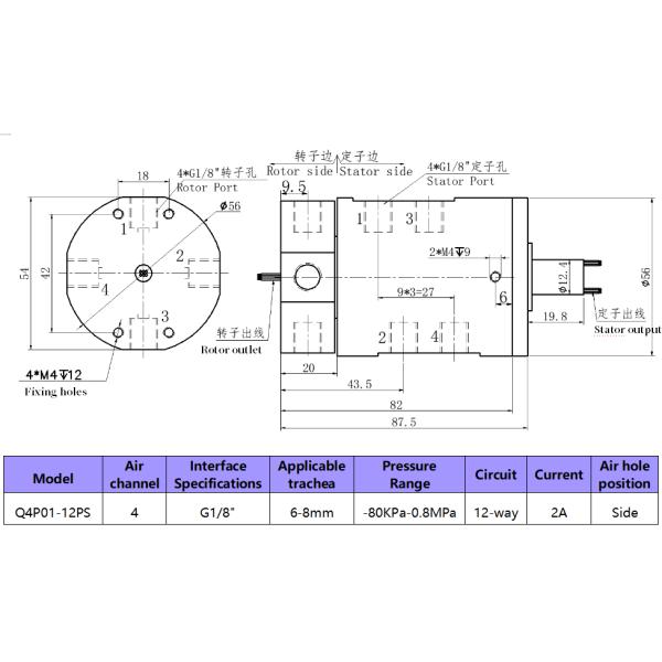 4-Input 4-Output Gas Electric Integrated Slip Ring For Automated Rotating Platforms