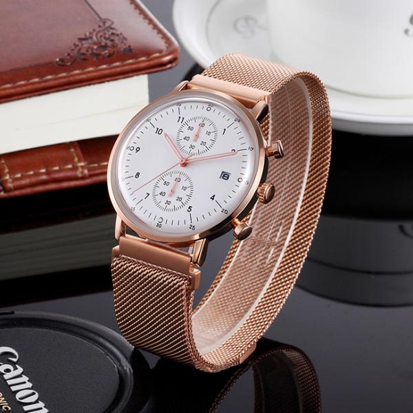 42mm Waterproof Chronograph Watch Mesh Belts