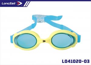 China Colorful Transparent Blue Frame Optical Anti-Fog Silicone Swimming Goggles For Child / Kids on sale