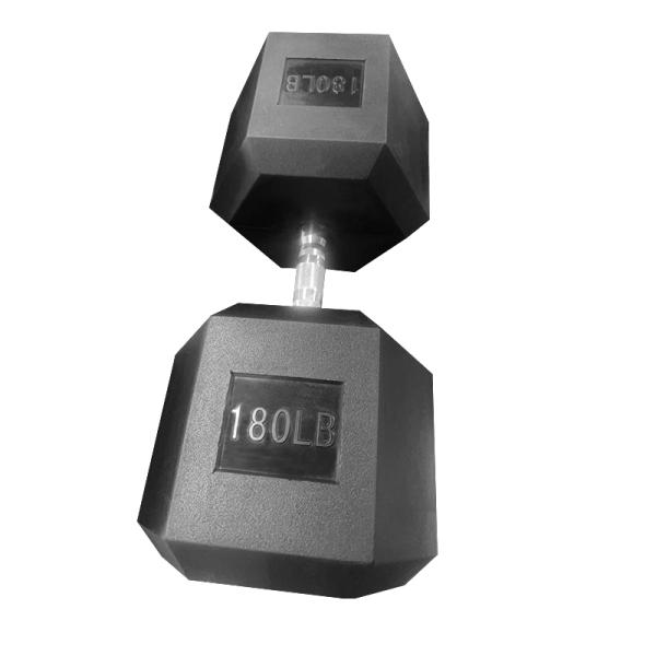 Customized Logo 5-100LB 5LB Increment Rubber Hex Dumbbell 100kg Solid Core For Fitness