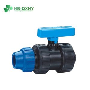 PP Compression Fitting True Union Ball Valve Direct Connection Round Head Code