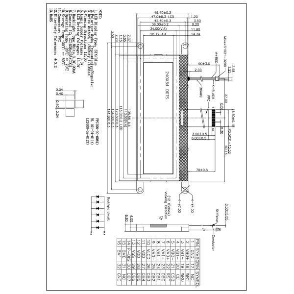 COG Oled Graphic Display , Lcd Monochrome Display UC1638 Driver