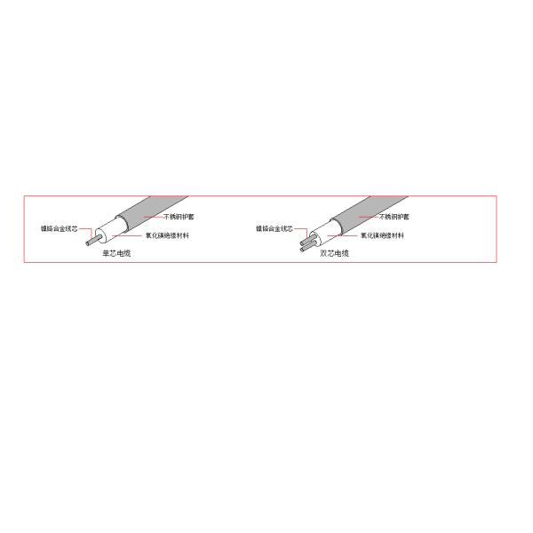 Cupronickel 300V MI Metal Sheathed Cable , Two Cores MI Heating Cable