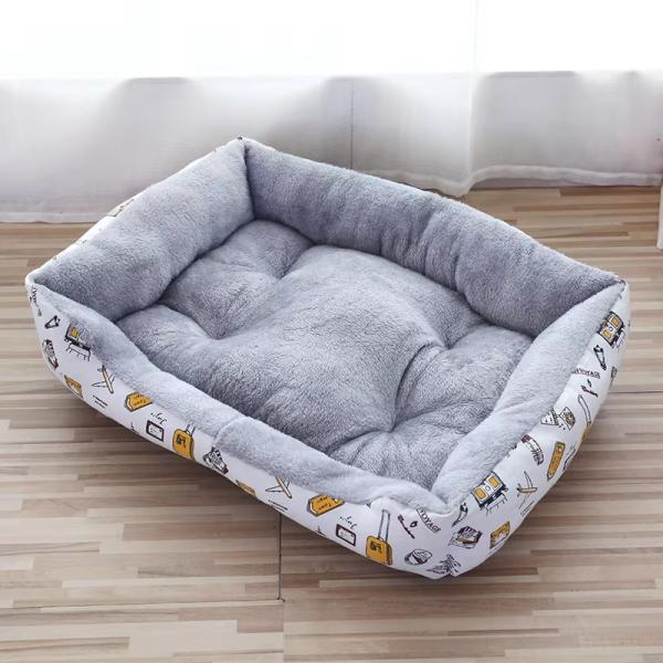 Textured Wave Pet Sofa Beds Washable Large Rectangle Dog Bed Comfortable