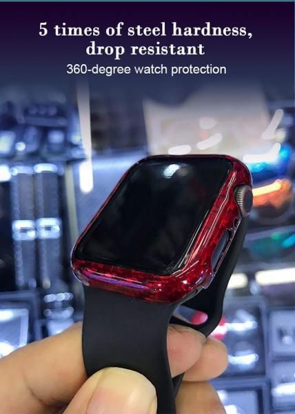 Lightweight Red Glossy Carbon Fiber Apple Watch Case 44mm