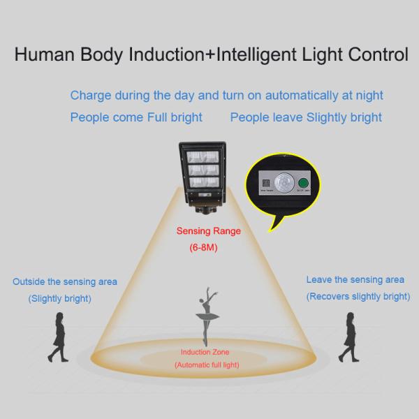 Waterproof 60w All In One Solar LED Street Light With Motion Sensor Remote Control
