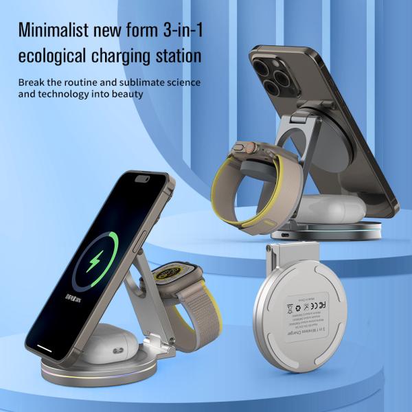 Multifunction Wireless Charger with Logo Print/Laser Support OEM Box Working Frequency 100-205KHZ