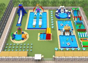 Quality Adults Giant Water Toys / Outdoor Inflatable Water Park With Slide Hand Painting for sale