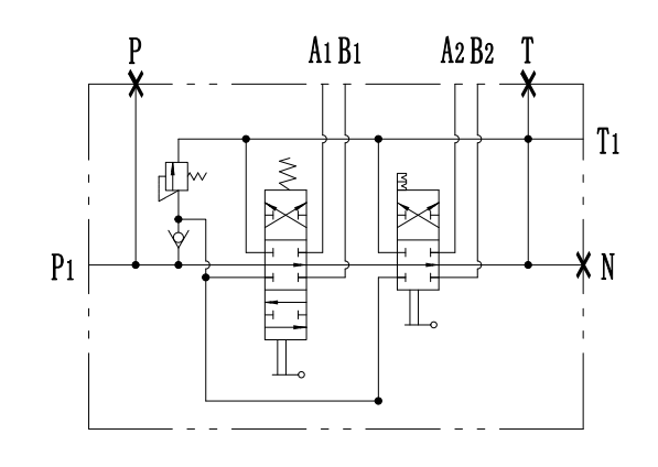 2 Section Hydraulic Distributor Monoblock Directional Control Valve Max Flow 40L 1-floating Section Cable Controlled P40