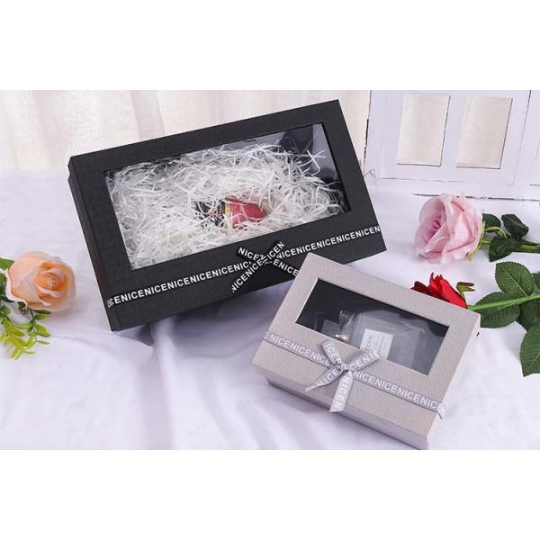 Gift Boxes custom packaging supplies square Velvet Flower Gift Boxes Transparent Window Valentine's Day Cardboard Box