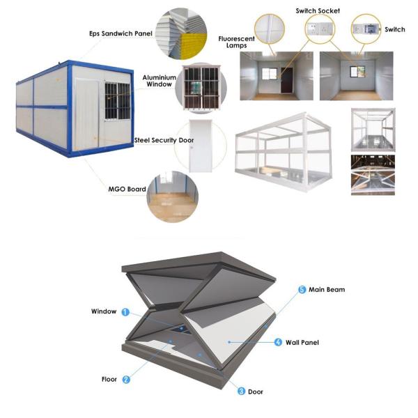 Custom Requirement Kitchen Design Style Quick Stackable 20ft 40ft Modular Home Warehouse Anti-Seismic Foldable House