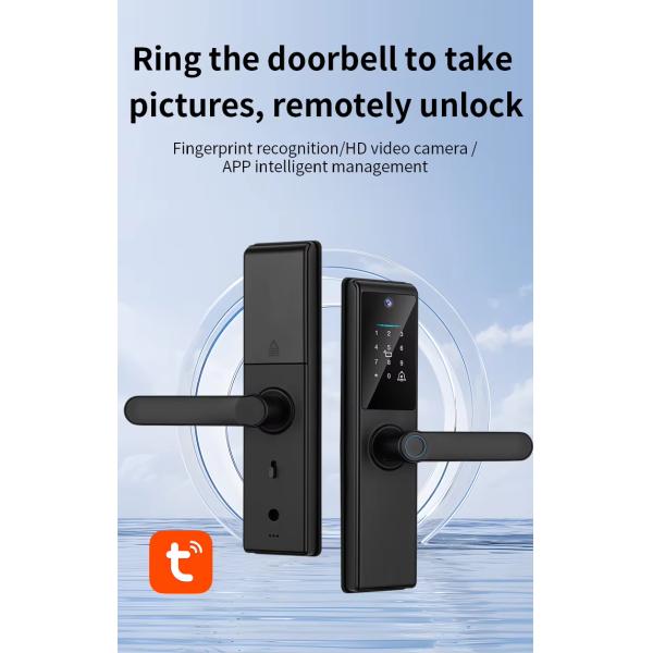 S821Max Digital Door Lock with Tuya Wifi Fingerprint Code Card Key Camera for Hotel Home