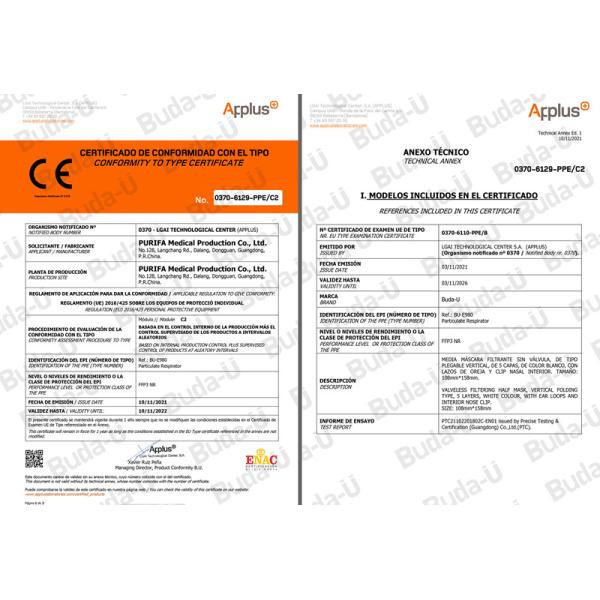 Disposable FFP3 Face Mask With Earloops Protection Level 99%