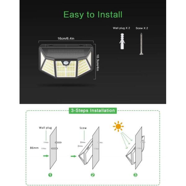 Outdoor Solar Wall Light Motion Sensor Waterproof Street Lamp Solar Powered Sunlight Spotlight