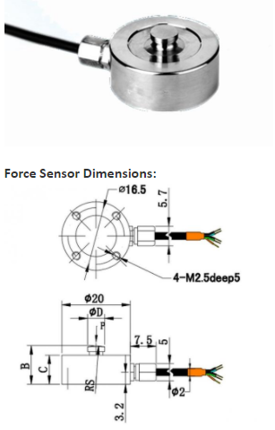 HZFS-018 2T Weighing Load Cell round Measure Force Mini Weight force Sensor Stainless Steel 2.5-5V