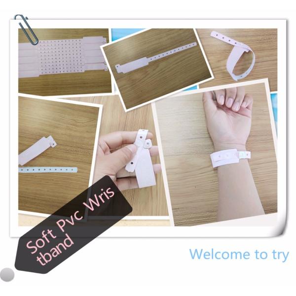 Clear Identification PVC Button Bracelets One Time and Customized Design for Hotels