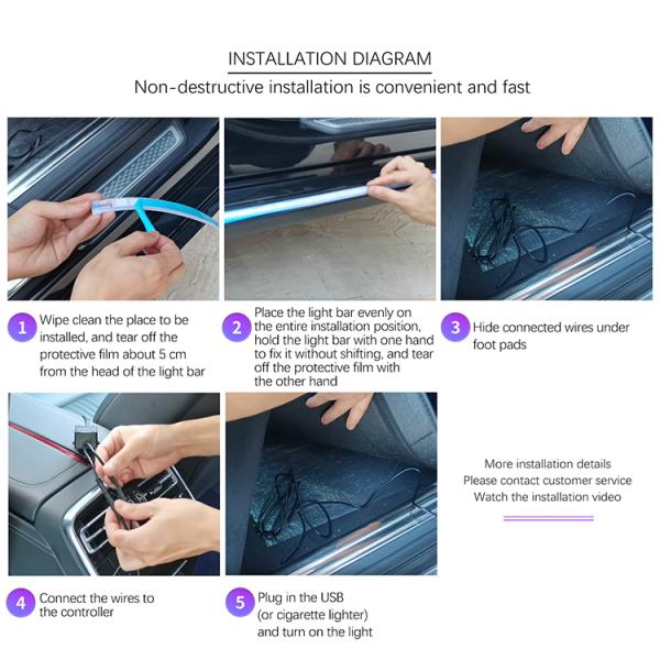 Colorful Atmosphere Lamp Car Door Streamer Strip Light IP65