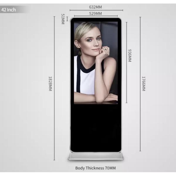 43" Floor Standing Lcd Advertising Display Media Player Support Lan / Wlan Network