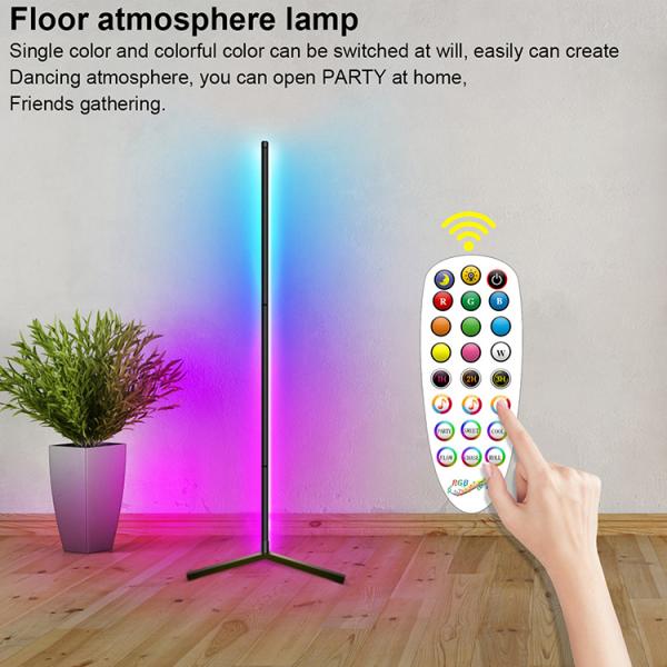 DIY Atmosphere LED Corner Floor Lamp Self Dimming Standing With Remote Control