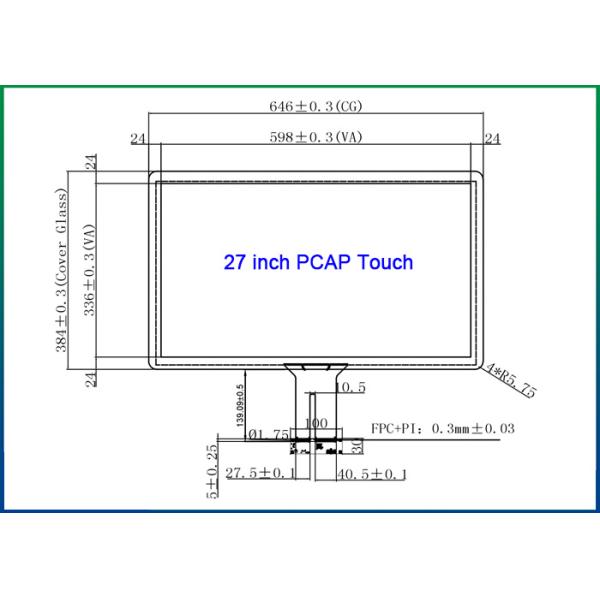 27 Inch PCAP Touch Glass Kit with USB Controller For Capacitive Touch Monitors
