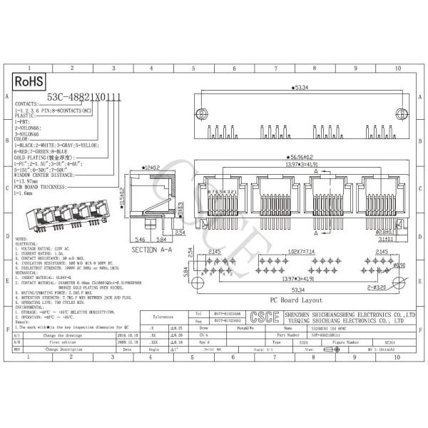 Ethernet Wifi Module RJ45 Modular Jack/ RJ45 Jack PCB 5324 Mini Series High Wearing
