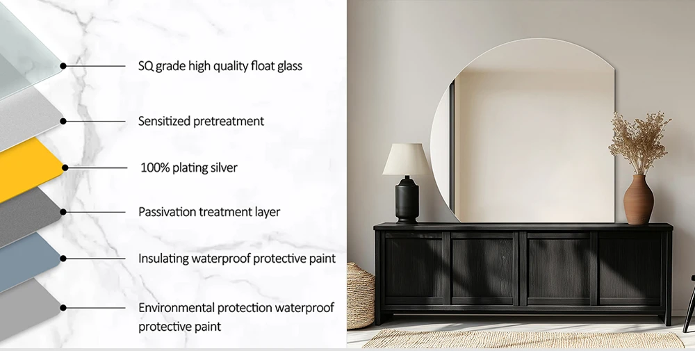 Semi Circular LED Frameless Mirror Special Shaped Makeup Wall Mounted Frameless Mirror