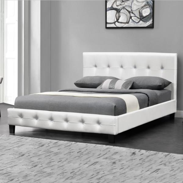 Cristal Button Upholstered Leather Bed